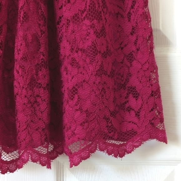 Free People Lost In A Dream Lace Halter Split Back Twofer Mini Dress Magenta 6 - Picture 7 of 15